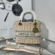 Dior Embroidered bamboo weaving tote CHRISTIAN DIOR LOGO shoulder bag