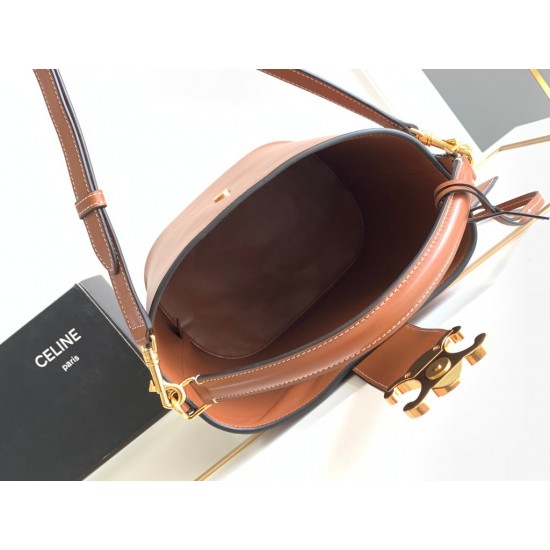 Celine AAAAA+ Louise Smooth Cow Leather Bucket Bag Buckle Triumphal Arch Handheld/Crossed/Shoulder Flip Magnetic Buckle Bag