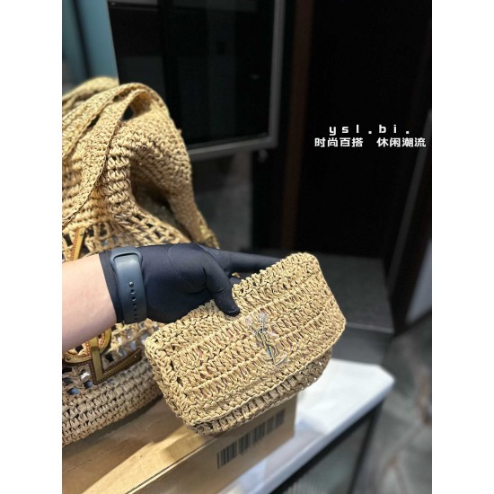 YSL Women Handbag Summer Lafite Handwoven Straw Bags Handwoven Beach Big Totes Female Casual Handle Designd Shoulder Bag With Wallet For Lady Travel