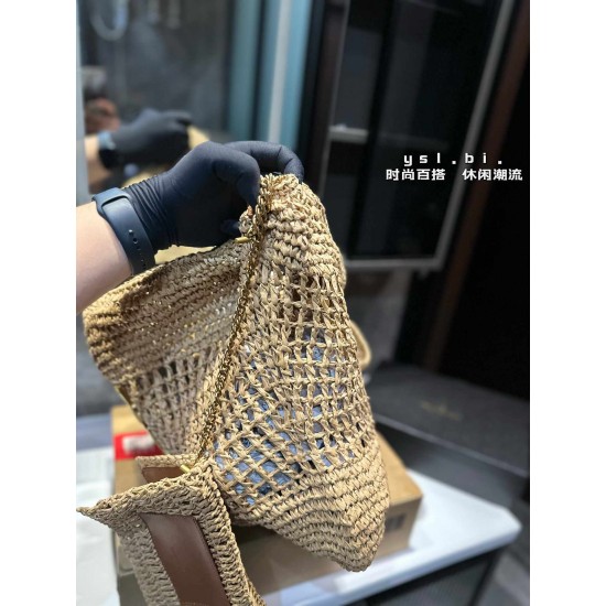 YSL Women Handbag Summer Lafite Handwoven Straw Bags Handwoven Beach Big Totes Female Casual Handle Designd Shoulder Bag With Wallet For Lady Travel