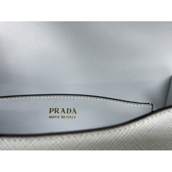 Prada Saffiano Leather Monochrome Embroidered fabric shoulder strap fashion shoulder bag