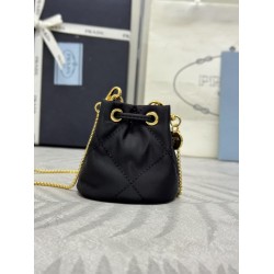 Prada AAAAA+ Mini Imported fabric small water bucket Triangle logo chain diagonal cross bag