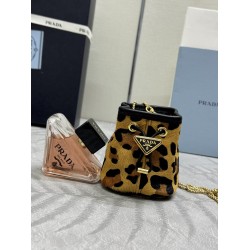 Prada AAAAA+ Mini Leopard print small water bucket Triangle logo chain diagonal cross bag