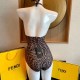 FENDI European and American 2024 Summer New Sexy Backless V-shaped One Piece Swimsuit Women's Instagram Style Celebrity Vacation Photography Swimsuit