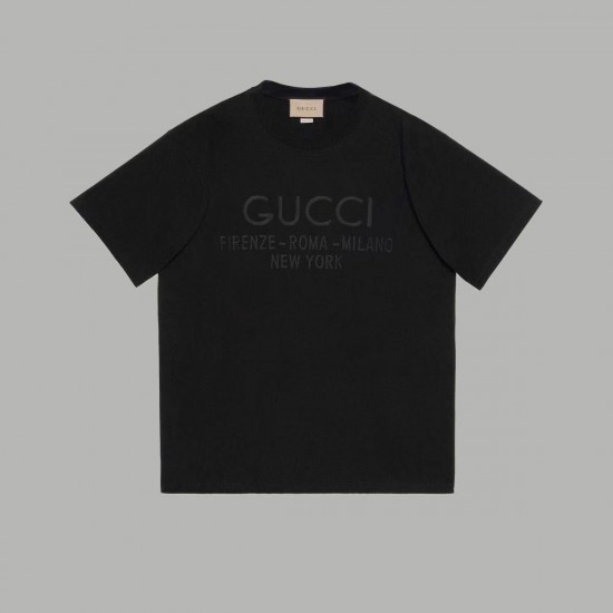 Gucci Unisex loose summer dark print letter print round neck short sleeved T-shirt