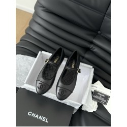 Chanel Female ballet shoes, small leather shoes with a single buckle and flat sole, French Mary Jane shoes