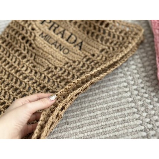 Prada designer's stunning straw woven bag, fashionable beach bag