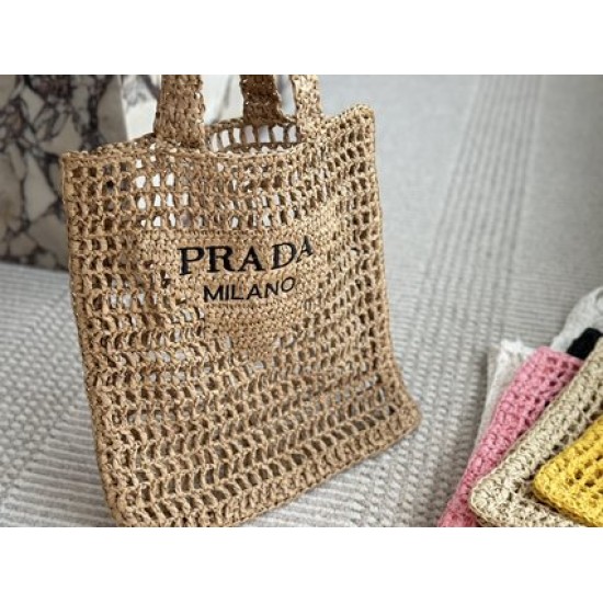 Prada designer's stunning straw woven bag, fashionable beach bag