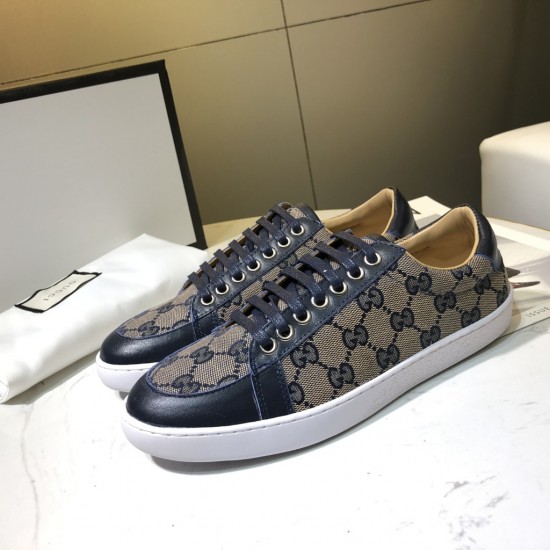 Gucci GG letter sports shoes genuine leather plaid pattern shoes