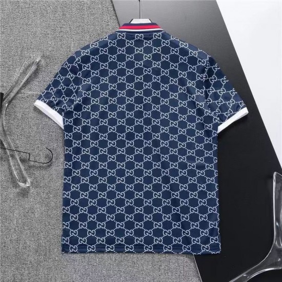 GUCCI Summer New Fashion Short sleeved Men's T-shirt POLO Printed lapel knit GG letter half sleeved top