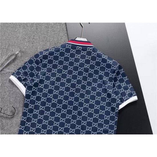 GUCCI Summer New Fashion Short sleeved Men's T-shirt POLO Printed lapel knit GG letter half sleeved top