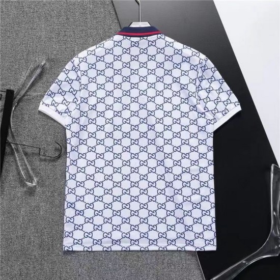 GUCCI Summer New Fashion Short sleeved Men's T-shirt POLO Printed lapel knit GG letter half sleeved top