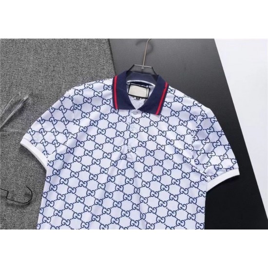 GUCCI Summer New Fashion Short sleeved Men's T-shirt POLO Printed lapel knit GG letter half sleeved top