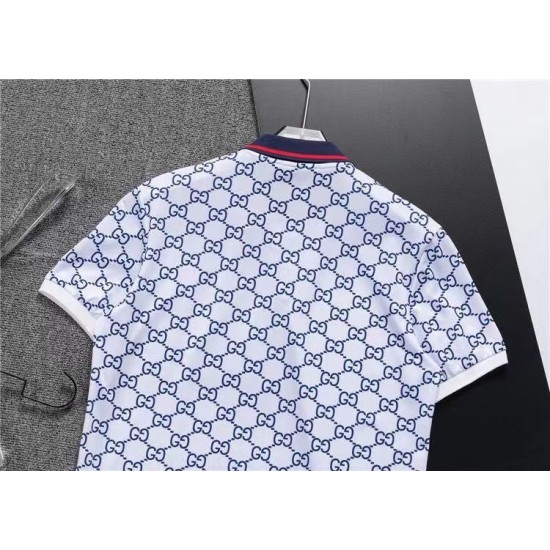 GUCCI Summer New Fashion Short sleeved Men's T-shirt POLO Printed lapel knit GG letter half sleeved top