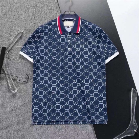 GUCCI Summer New Fashion Short sleeved Men's T-shirt POLO Printed lapel knit GG letter half sleeved top