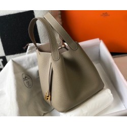 Hermes Togo Genuine Leather Vegetable Basket Water Bucket Bag Designer Women's Large Capacity Picotin Handheld Bag Versatile Single Shoulder Crossbody Bag