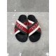 Gucci Green and red combination slide sandals woven with striped rubber slippers sandals