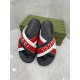 Gucci Green and red combination slide sandals woven with striped rubber slippers sandals