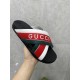 Gucci Green and red combination slide sandals woven with striped rubber slippers sandals