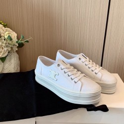 Celine White thick soled cowhide sports shoes Triumphal Arch casual single shoes