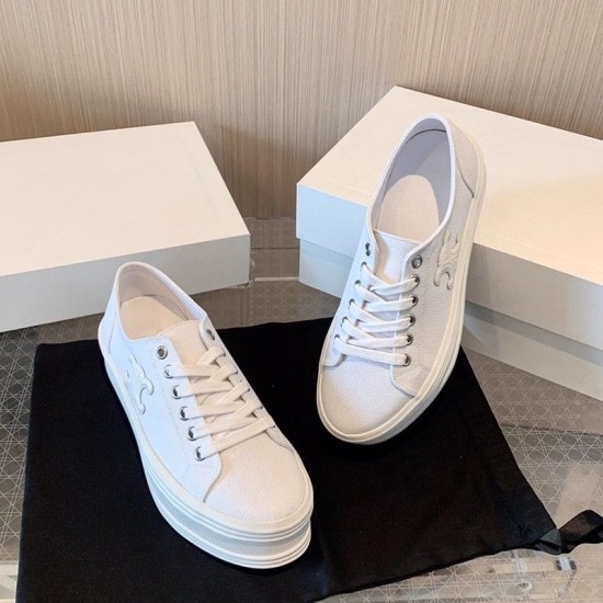 Celine White thick soled cowhide sports shoes Triumphal Arch casual single shoes