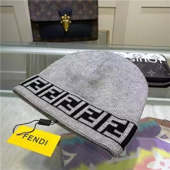 Fendi beanies Double F letters Knitted hat Warm rolled edge hat