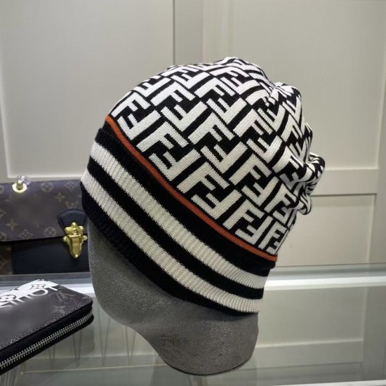 Fendi beanies Double F letters Knitted hat Warm rolled edge hat