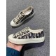 Dior Embroidered letter canvas shoes Flat bottomed lace up single shoe sports shoes