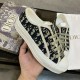 Dior Embroidered letter canvas shoes Flat bottomed lace up single shoe sports shoes