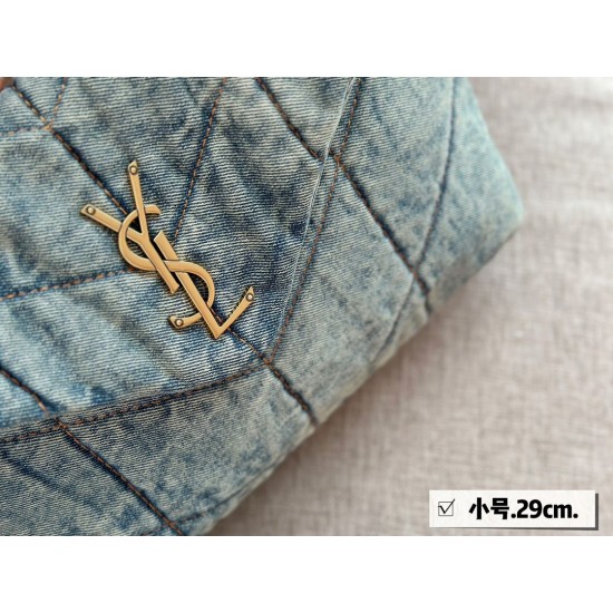 YSL Washed Denim Cloud Chain With Stitched Postman Single Shoulder High Version Fashionable Adjustable Crossbody For Women Shoulder Bag