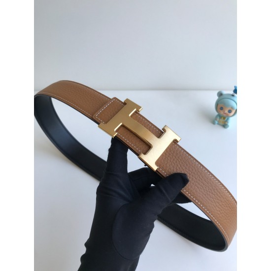 Hermes Smooth leather buckle H-letter belt