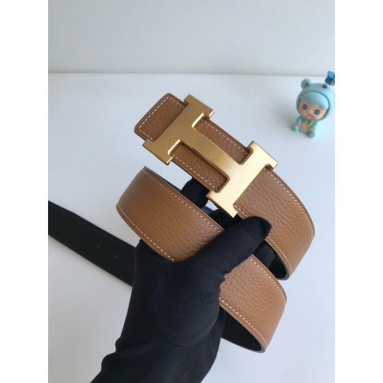 Hermes Smooth leather buckle H-letter belt