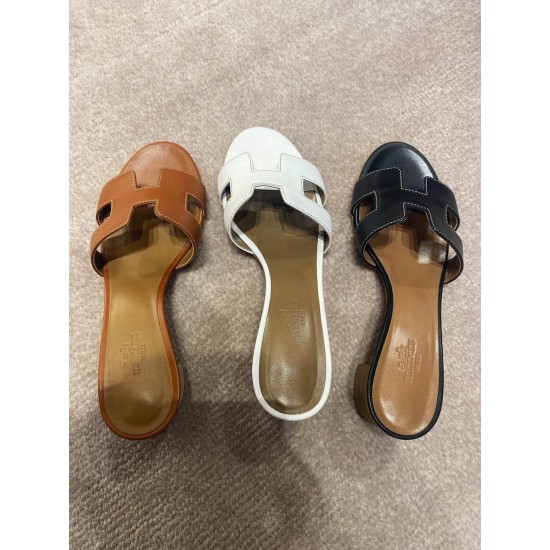 Hermes H shape splicing high heels casual beach slippers