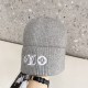 LV New autumn and winter woolen hat versatile, fashionable, warm, pearl letter knitted ear protection, winter cold hat