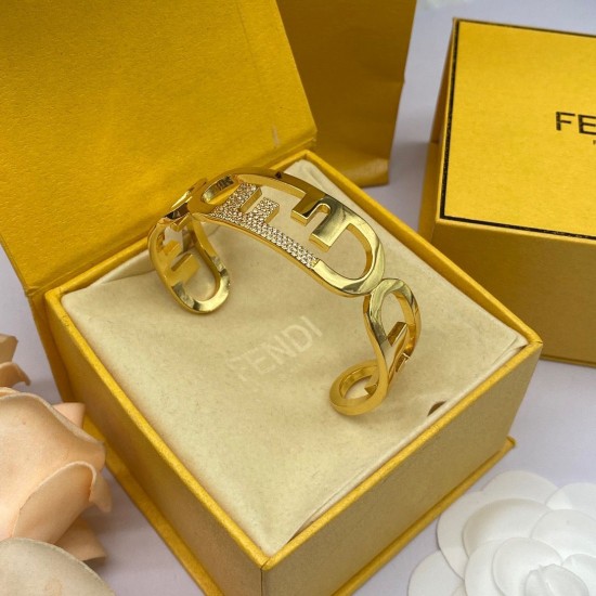 Fendi Advanced letter wristband Adjustable retro style diamond studded women's bracelet