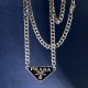 Prada Letter inverted triangle necklace fashionable unisex collarbone chain necklace