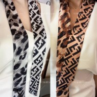 Fendi Retro French Leopard Pattern Long Strip Narrow Edition Silk Scarf Internet Celebrity Same Style Western Style Neck Scarf Fashion Hair Strap Drifter Female