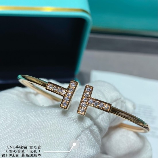 TIFFANY Couple's Double T inlay Imitation diamond  Bracelet