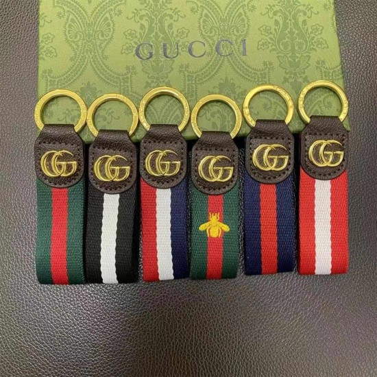 Gucci Ribbon car keychain pendant Minimalist men's and women's high-end genuine leather keychain Couple Key Ring