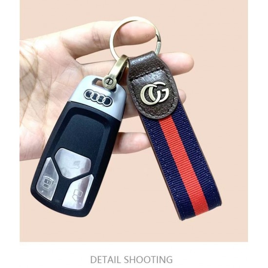 Gucci Ribbon car keychain pendant Minimalist men's and women's high-end genuine leather keychain Couple Key Ring