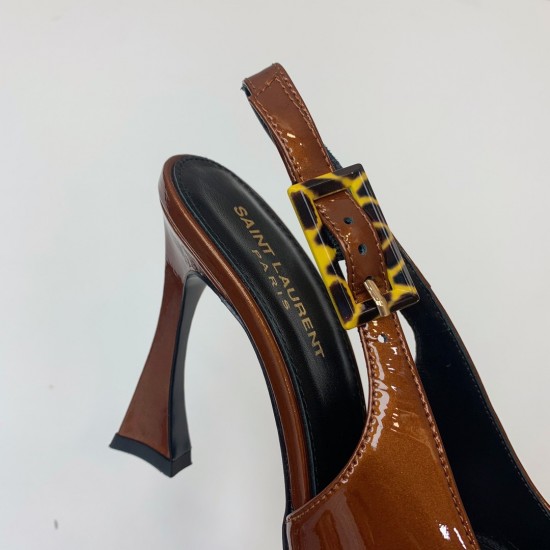 YSL High heels and empty shoes SAINT LAUREN Calf patent leather horseshoe sandals