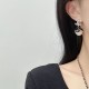 Chanel Pearl black hat earrings Fashionable and versatile temperament silver needle letter earrings