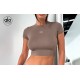 Alo yoga clothes for spring and summer Solid color slim fit cropped short sleeved top