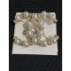 Chanel Bamboo style 8 pearl inlaid diamond double C brooch