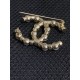 Chanel Bamboo style 8 pearl inlaid diamond double C brooch