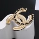 Chanel Diamond&Pearl&Genuine Leather Double C Brooch