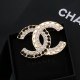 Chanel Diamond&Pearl&Genuine Leather Double C Brooch