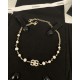 Chanel Black and white fashion trend double CC letter drip enamel pearl Necklace