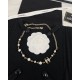 Chanel Black and white fashion trend double CC letter drip enamel pearl Necklace