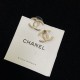 Chanel Fashionable and high-end half diamond splicing earrings with versatile temperament and letter earrings